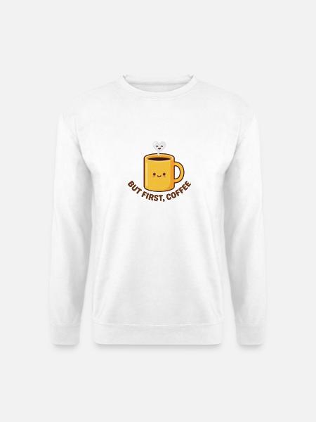 Aber erster Kaffee niedliche Kawaii-Tasse - Unisex Pullover - Weiß