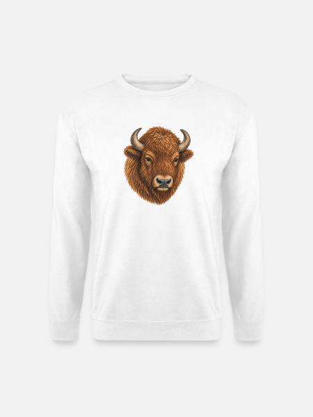 Europäischer Bisonkopf - Unisex Pullover - Weiß