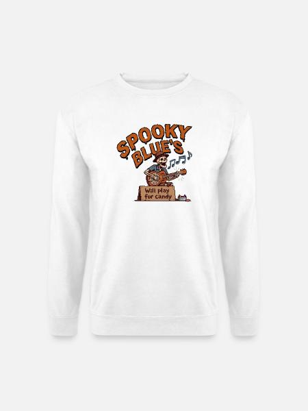 Skelettgitarrist Blues Pixel Art Halloween. - Unisex Pullover - Weiß