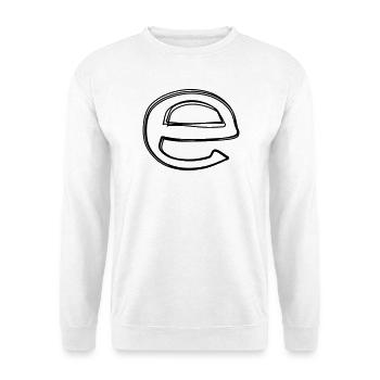 Kleinbuchstabe e handgezeichnet - Unisex Pullover - Weiß - Vorne - Alina (178cm) & Michal (187cm)