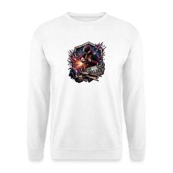Der Schweißer Neon-Kunst - Unisex Pullover - Weiß - Vorne - Alina (178cm) & Michal (187cm)