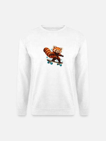 Skateboardender Red Panda - Unisex Pullover - Weiß