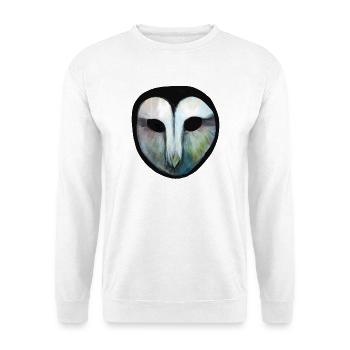 Eulenschleier Aquarellmaske - Unisex Pullover - Weiß - Vorne - Alina (178cm) & Michal (187cm)