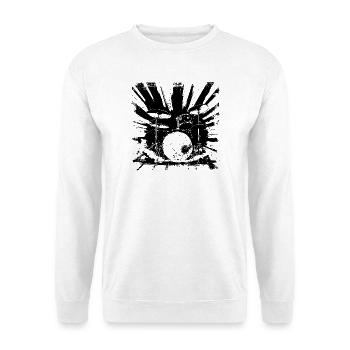 Schlagzeug Grafik - Unisex Pullover - Weiß - Vorne - Alina (178cm) & Michal (187cm)