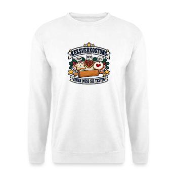Keksverkostung – Einer muss sie testen - Unisex Pullover - Weiß - Vorne - Alina (178cm) & Michal (187cm)