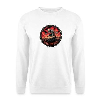 Nightmare Ghost Skateboarder Eingerahmt Circular Dark - Unisex Pullover - Weiß - Vorne - Alina (178cm) & Michal (187cm)