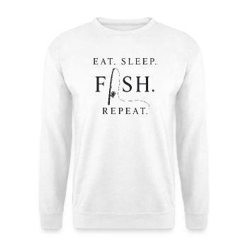 Iss Schlaffische Wiederholung - Unisex Pullover - Weiß - Vorne - Alina (178cm) & Michal (187cm)