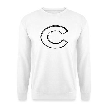 Kleinbuchstabe c handgezeichnet - Unisex Pullover - Weiß - Vorne - Alina (178cm) & Michal (187cm)