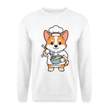 Süßer Corgi-Koch Koch lustiger Hund Bäckerküche - Unisex Pullover - Weiß - Vorne - Alina (178cm) & Michal (187cm)