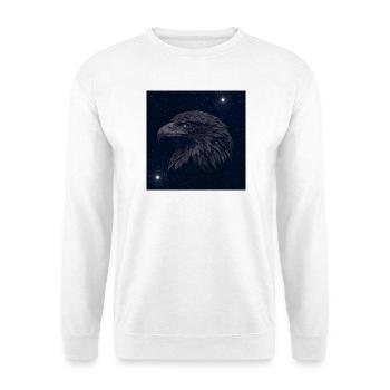 Nachtadler im Sternenhimmel - Unisex Pullover - Weiß - Vorne - Alina (178cm) & Michal (187cm)