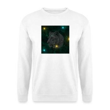 Wolfsstern im Sternenraum - Unisex Pullover - Weiß - Vorne - Alina (178cm) & Michal (187cm)