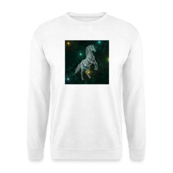 Sternenpferd im All - Unisex Pullover - Weiß - Vorne - Alina (178cm) & Michal (187cm)