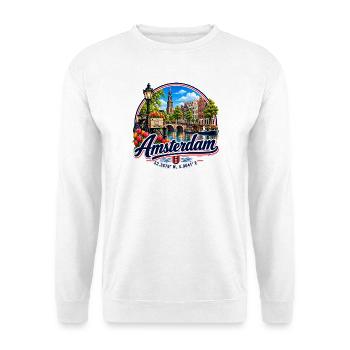 Amsterdam - Niederlande - Nederland - Holland - Unisex Pullover - Weiß - Vorne - Alina (178cm) & Michal (187cm)
