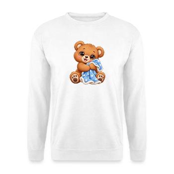 Teddybär mit Kawaii-Decke - Unisex Pullover - Weiß - Vorne - Alina (178cm) & Michal (187cm)
