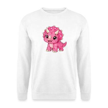 Triceratops Pink Kawaii - Unisex Pullover - Weiß - Vorne - Alina (178cm) & Michal (187cm)