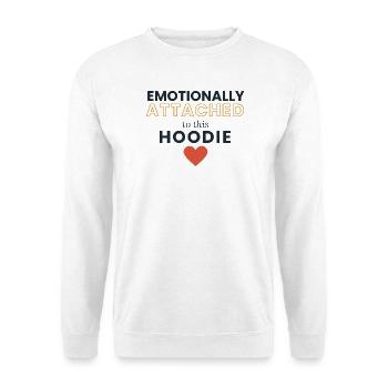 Emotional an diesen Hoodie gebunden - Unisex Pullover - Weiß - Vorne - Alina (178cm) & Michal (187cm)