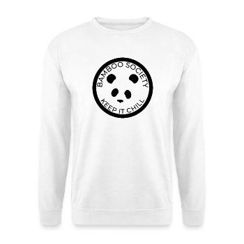 Bamboo Society - KEEP IT CHILL - Panda - Unisex Pullover - Weiß - Vorne - Alina (178cm) & Michal (187cm)
