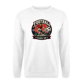 Vintage Fußball Abzeichen Game On - Unisex Pullover - Weiß - Vorne - Alina (178cm) & Michal (187cm)