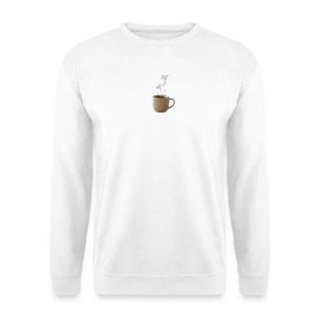 Cozy Morning Coffee Realistische Fotografie - Unisex Pullover - Weiß - Vorne - Alina (178cm) & Michal (187cm)