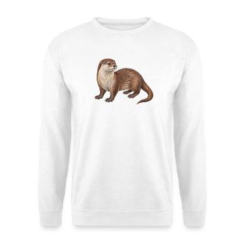 Europäischer Otter - Unisex Pullover - Weiß - Vorne - Alina (178cm) & Michal (187cm)
