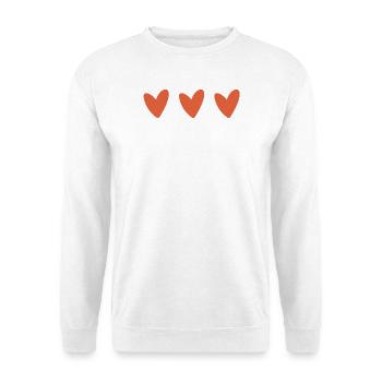 Drei Herzen Boho Minimalistisch Damen T-Shirt - Unisex Pullover - Weiß - Vorne - Alina (178cm) & Michal (187cm)