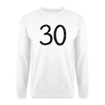 30 Geburtstag Nummer 30 Jahre Handgemacht T-Shirt - Unisex Pullover - Weiß - Vorne - Alina (178cm) & Michal (187cm)