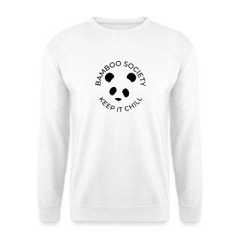 Bamboo Society - KEEP IT CHILL - Panda - Unisex Pullover - Weiß - Vorne - Alina (178cm) & Michal (187cm)