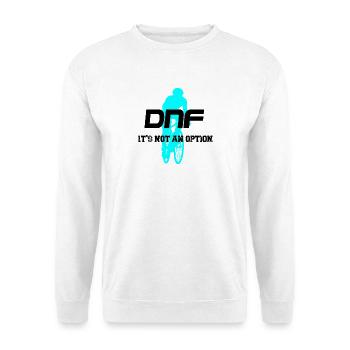 Neon Bike: DNF Das ist keine Option - Unisex Pullover - Weiß - Vorne - Alina (178cm) & Michal (187cm)
