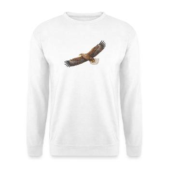 Weißwedeladler im majestätischen Flug - Unisex Pullover - Weiß - Vorne - Alina (178cm) & Michal (187cm)