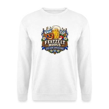 Festzelt-Modus – Gute Laune eingeschenkt - Unisex Pullover - Weiß - Vorne - Alina (178cm) & Michal (187cm)