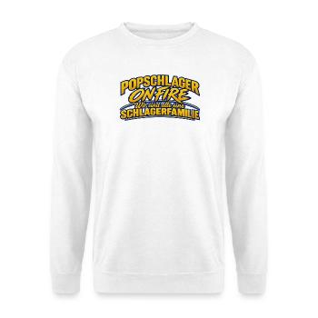 PopSchlager On Fire Schlagerfamilie - Unisex Pullover - Weiß - Vorne - Alina (178cm) & Michal (187cm)