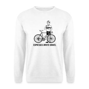 Kunst von Espresso & weißem Kies - Unisex Pullover - Weiß - Vorne - Alina (178cm) & Michal (187cm)