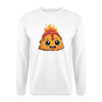 Kawaii Feuerpudding Vulkan - Unisex Pullover - Weiß - Vorne - Alina (178cm) & Michal (187cm)