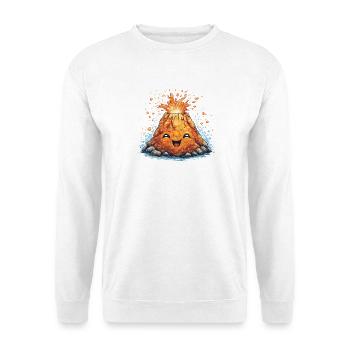 Lustiger Lava-Vulkan Anime-Stil - Unisex Pullover - Weiß - Vorne - Alina (178cm) & Michal (187cm)