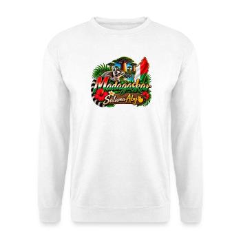 Madagaskar Lemur Tropen Flair - Unisex Pullover - Weiß - Vorne - Alina (178cm) & Michal (187cm)