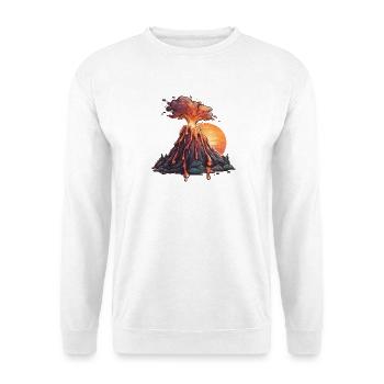 Sonnenuntergangs Vulkan - Unisex Pullover - Weiß - Vorne - Alina (178cm) & Michal (187cm)
