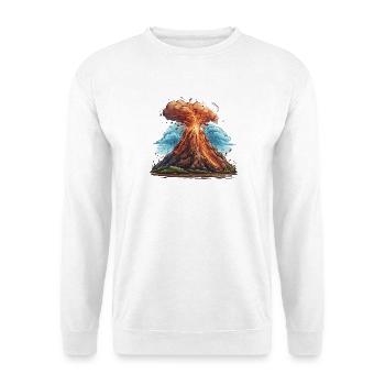 Vulkanausbruch Lava Explosion - Unisex Pullover - Weiß - Vorne - Alina (178cm) & Michal (187cm)