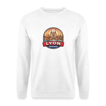 Lyon Frankreich Reiseabzeichen Fourvière-Basilika Geschenk - Unisex Pullover - Weiß - Vorne - Alina (178cm) & Michal (187cm)