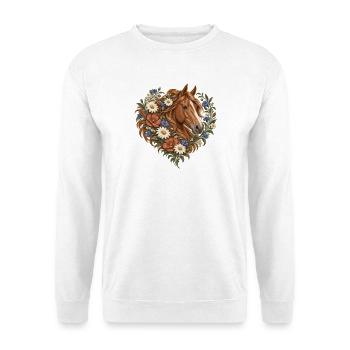 Stierkopf mit Rosen & goldenen Sternen - Unisex Pullover - Weiß - Vorne - Alina (178cm) & Michal (187cm)