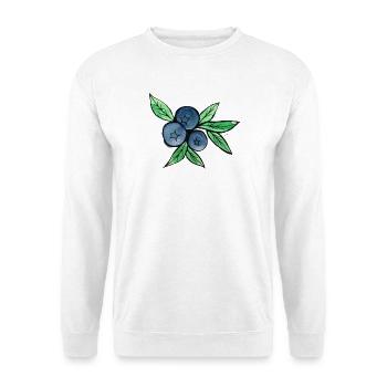 Blaubeer-Aquarellzweige - Unisex Pullover - Weiß - Vorne - Alina (178cm) & Michal (187cm)