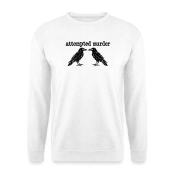 Attempted Murder Funny Crow  - Unisex Pullover - Weiß - Vorne - Alina (178cm) & Michal (187cm)