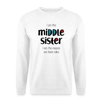 Mittlere Schwester - Unisex Pullover - Weiß - Vorne - Alina (178cm) & Michal (187cm)