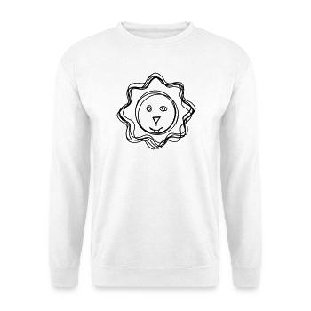 Löwe handgezeichnet - Unisex Pullover - Weiß - Vorne - Alina (178cm) & Michal (187cm)
