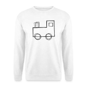 Lokomotive handgezeichnet - Unisex Pullover - Weiß - Vorne - Alina (178cm) & Michal (187cm)