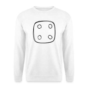 Spielwürfel handgezeichnet - Unisex Pullover - Weiß - Vorne - Alina (178cm) & Michal (187cm)