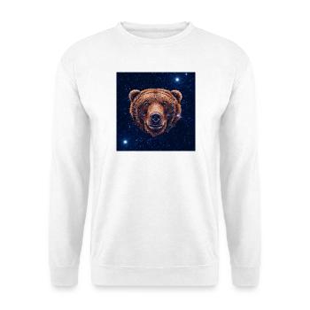 Kosmischer Bärengesicht - Unisex Pullover - Weiß - Vorne - Alina (178cm) & Michal (187cm)