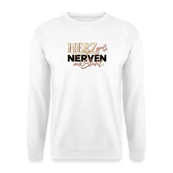 Lehrerin mit Herz & Nerven aus Stahl Geschenk - Unisex Pullover - Weiß - Vorne - Alina (178cm) & Michal (187cm)