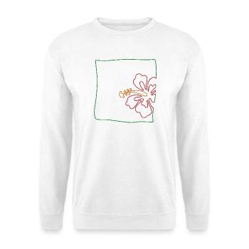 Hibiskus minimalistisch - Unisex Pullover - Weiß - Vorne - Alina (178cm) & Michal (187cm)