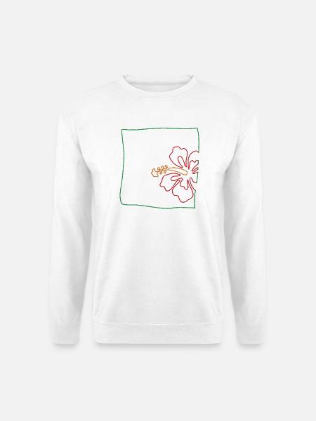 Hibiskus minimalistisch - Unisex Pullover - Weiß