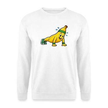 Fitness Banane Cartoon - Unisex Pullover - Weiß - Vorne - Alina (178cm) & Michal (187cm)